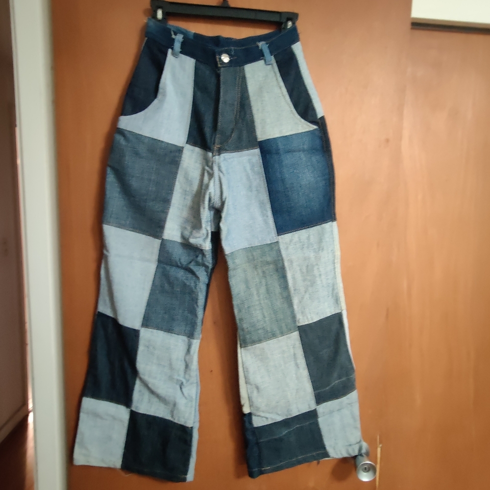 Handmade Upcycled Patchwork Wide Leg Jeans